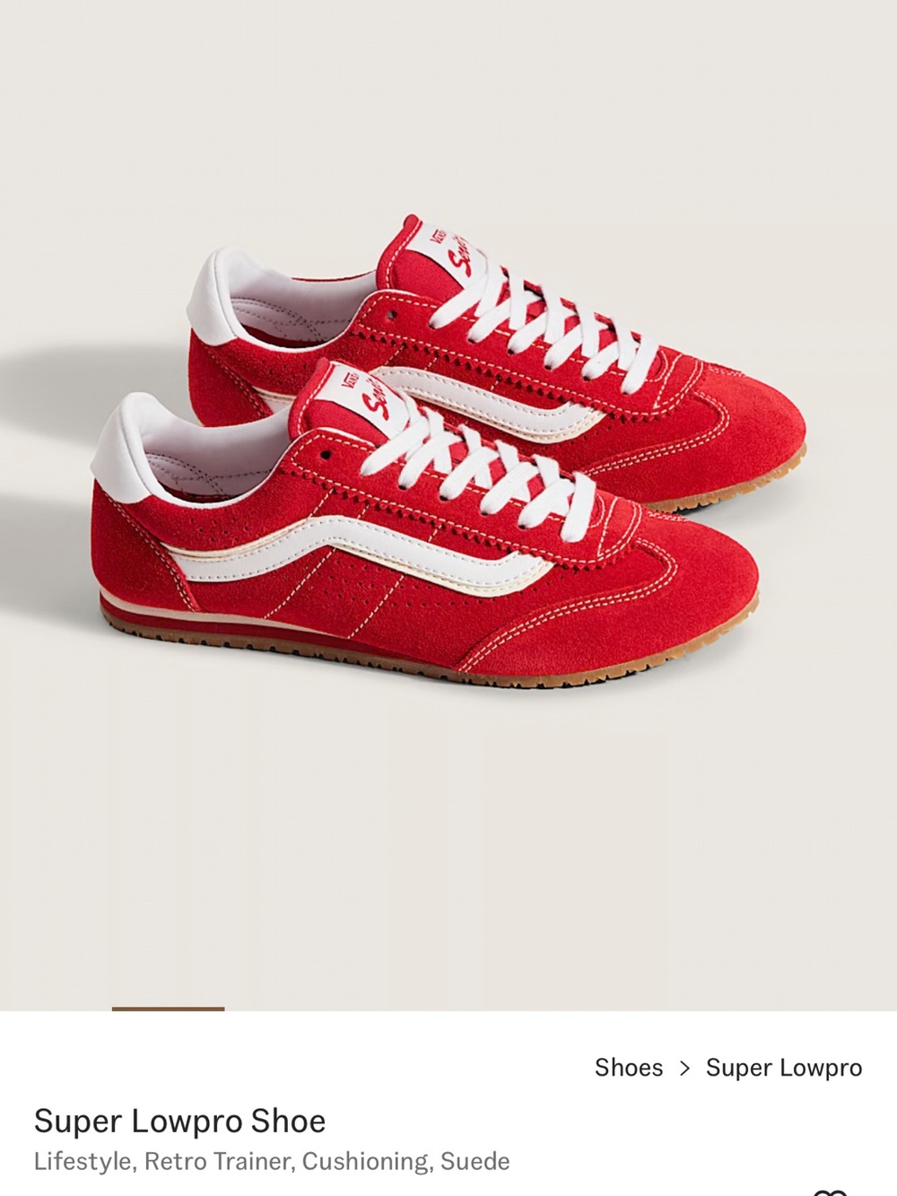 Vans Super Lowpro Suede Trainer in Red and White
